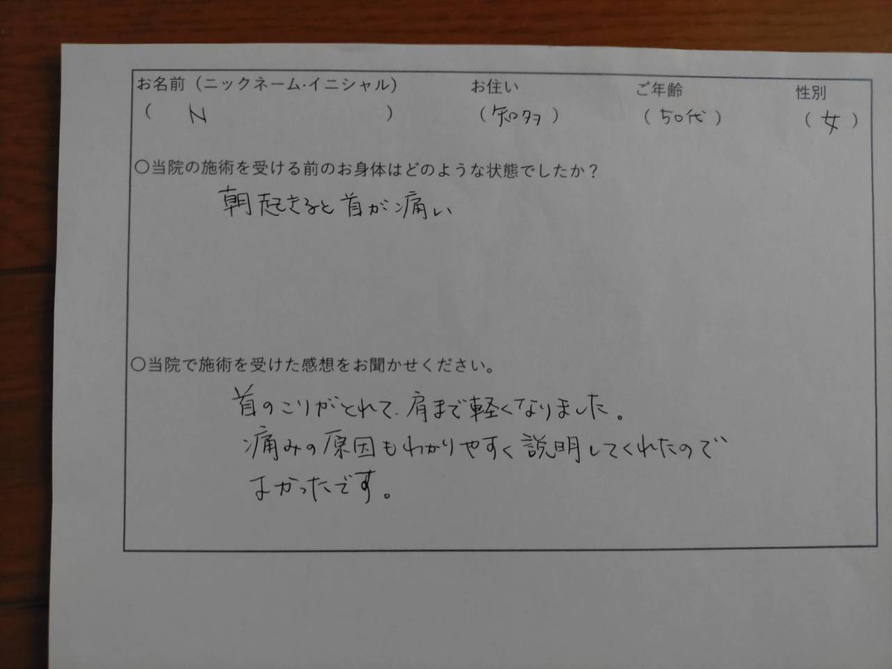 知多市のN様の感想